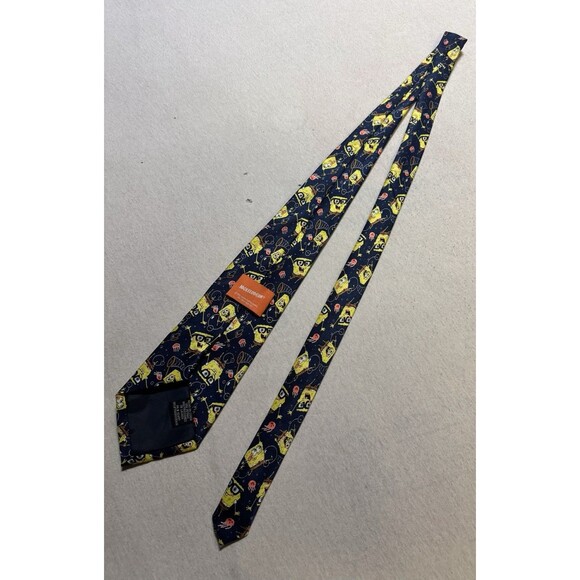 Y2K Nickelodeon SpongeBob SquarePants Neck Tie 2003 AOP Graphic Jellyfishing - Picture 3 of 6